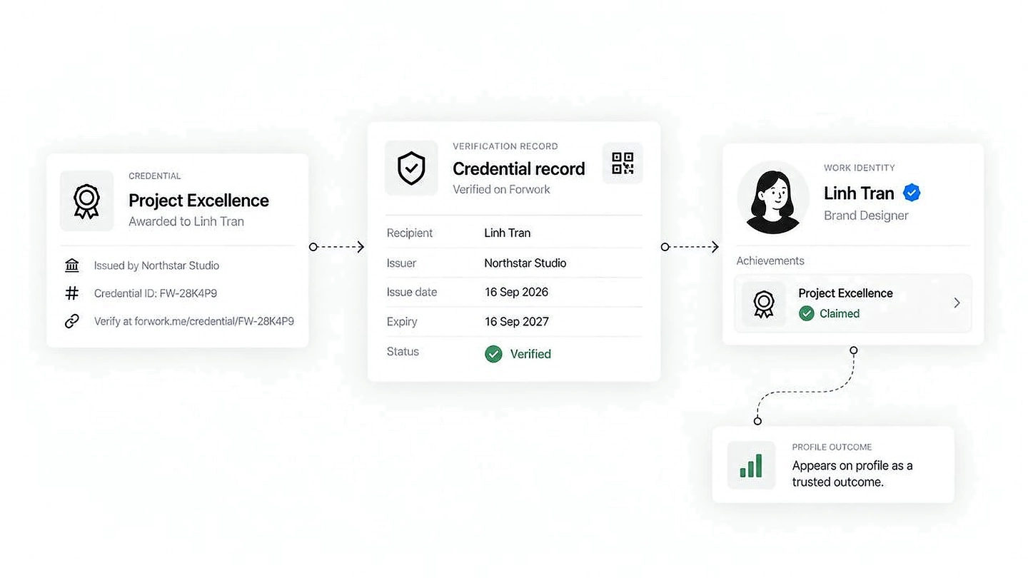 Project evidence connected to a credential and the professional profile behind it.